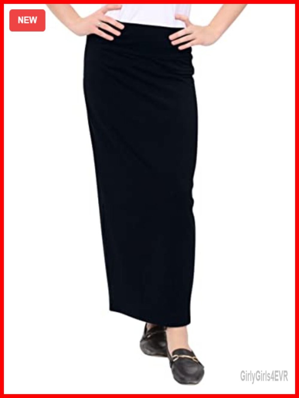 Long Pencil Skirt Cotton Spandex High Waisted Fitted Maxi Modest